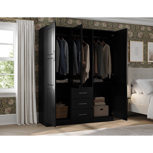 Palace Imports Cosmo 100% Solid Wood 3-Door Wardrobe Armoire with